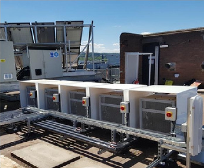 ATC Chillers on the roof of Loughborough University above the XRD suite